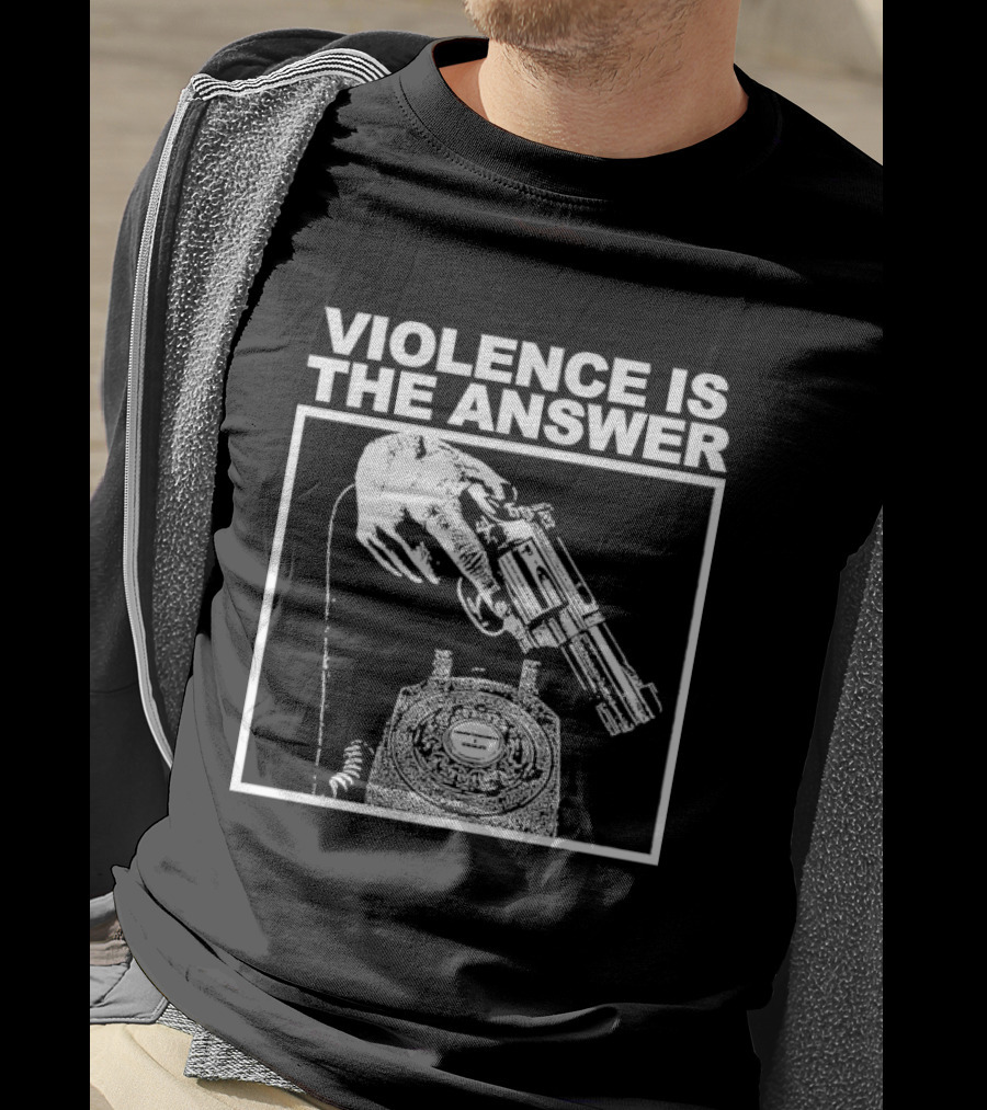 Violence Is The Answer Hand Gun Telephone T-Shirt