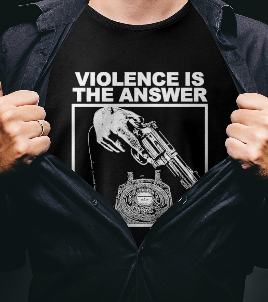 Violence Is The Answer Hand Gun Telephone T-Shirt