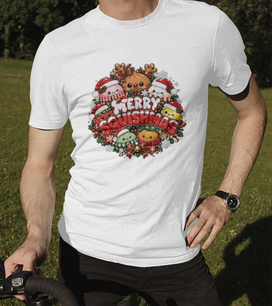 Merry Squishmas Cute Christmas 2026 Festive Characters T-Shirt