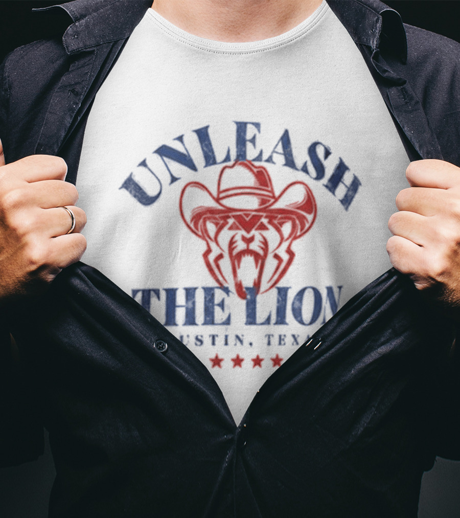 Unleash The Lion Austin Texas Cowboy T-Shirt
