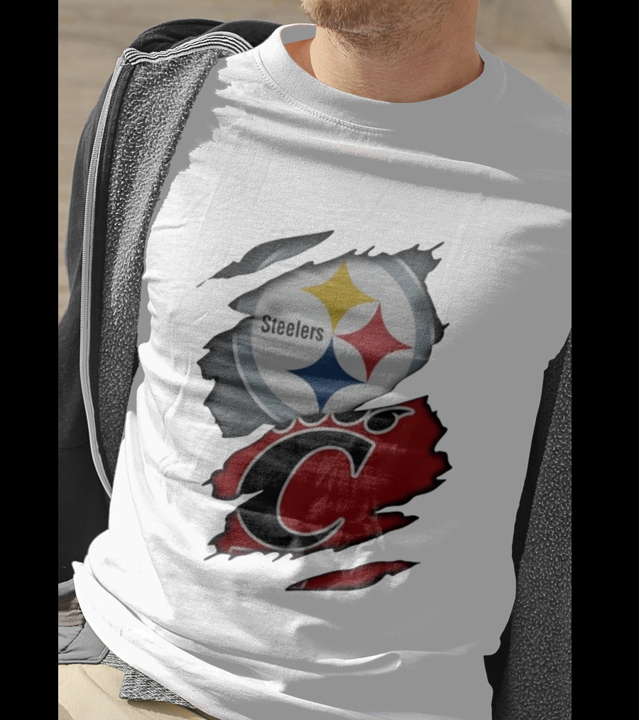 Pittsburgh Steelers Cincinnati Bearcats Ripped Skin T-Shirt