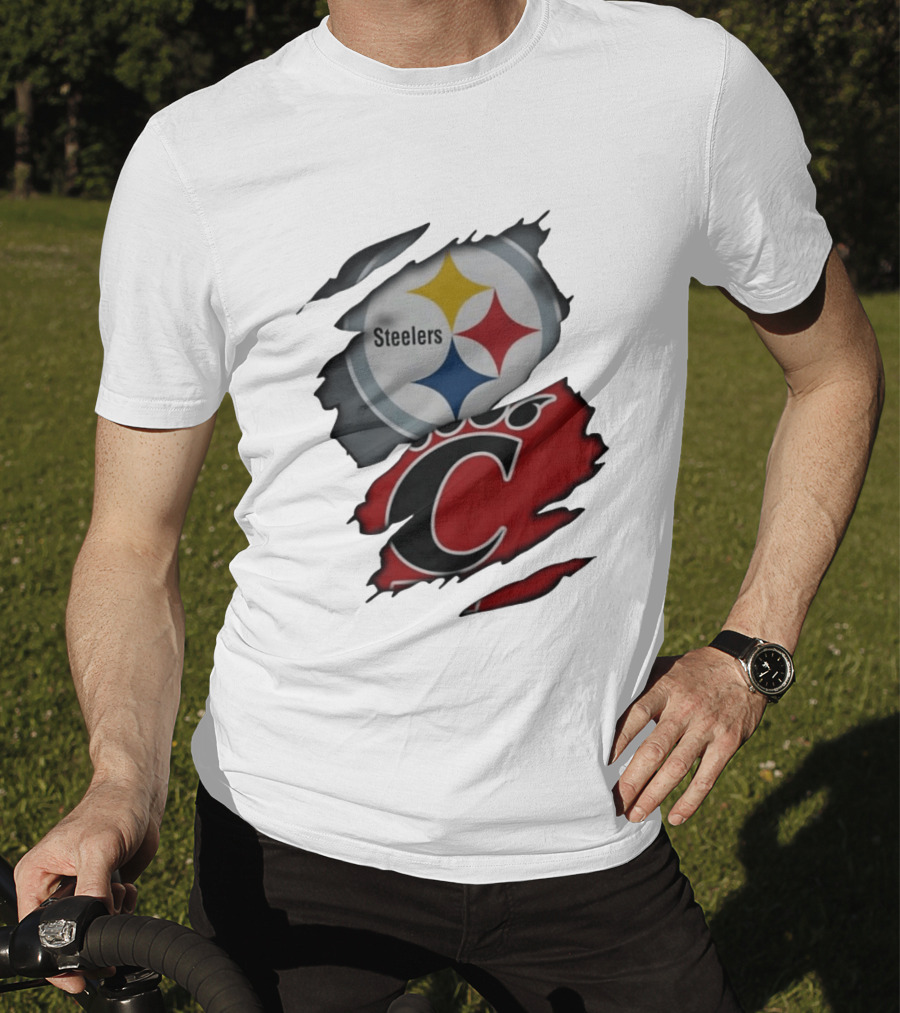 Pittsburgh Steelers Cincinnati Bearcats Ripped Skin T-Shirt