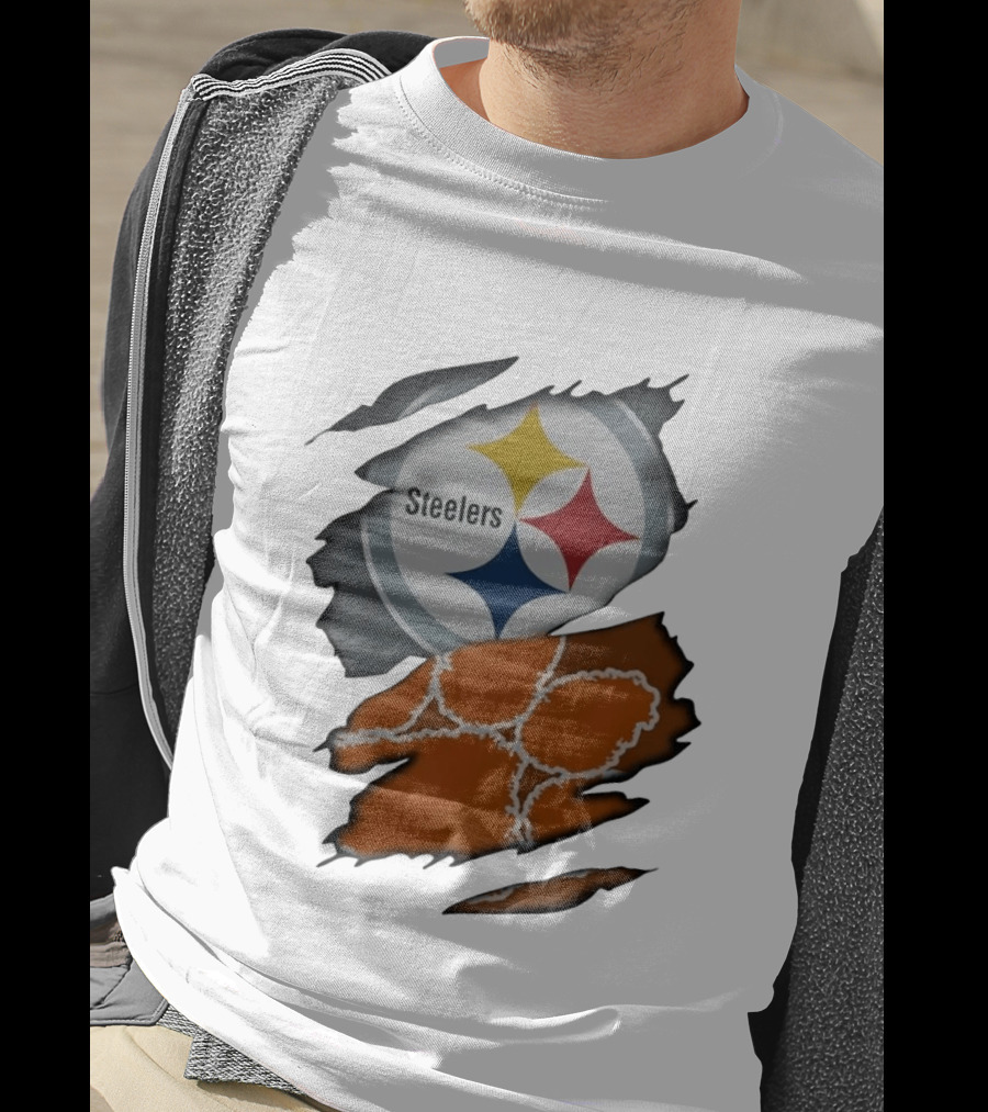 Pittsburgh Steelers Clemson Tigers Ripped Skin Fan Gear T-Shirt