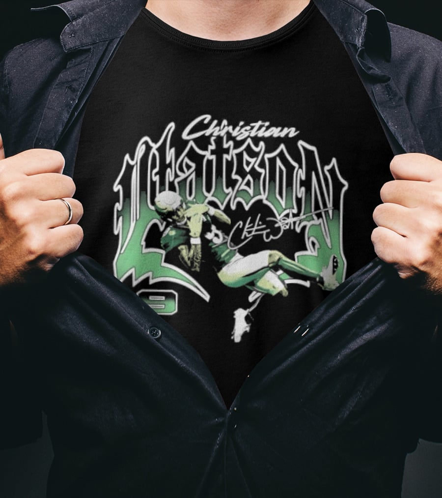 Christian Watson Green Bay Packers Number 9 Signature Catch T-Shirt