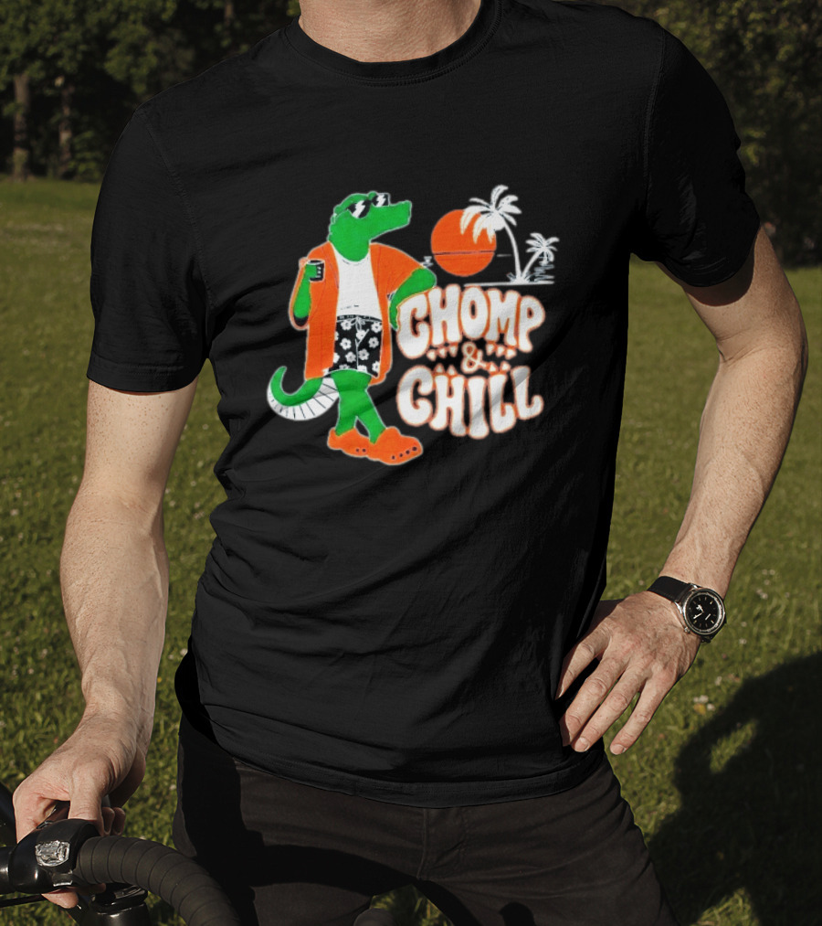 Florida Gators Chomp And Chill Retro Alligator Relaxation Scene T-Shirt