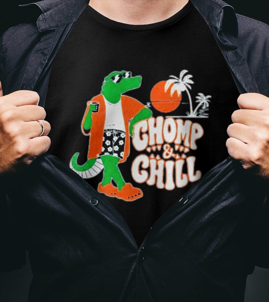 Florida Gators Chomp And Chill Retro Alligator Relaxation Scene T-Shirt