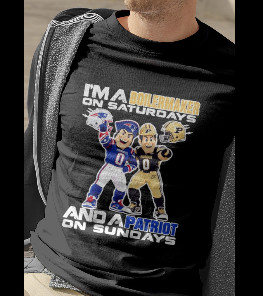 I'm A Boilermaker On Saturdays And A Patriots Fan On Sundays Purdue Patriots Football Mascots T-Shirt