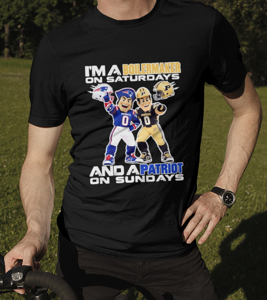 I'm A Boilermaker On Saturdays And A Patriots Fan On Sundays Purdue Patriots Football Mascots T-Shirt