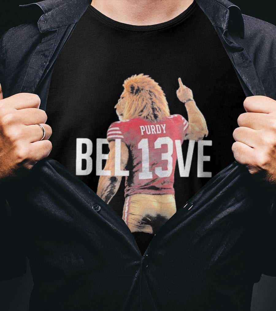 San Francisco 49ers Brock Purdy BEL13VE Lion T-Shirt