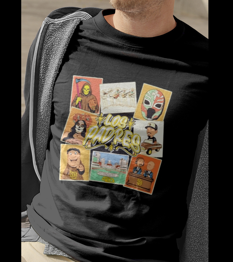 Los Padres San Diego Baseball Collage MLB Cartoon Characters T-Shirt