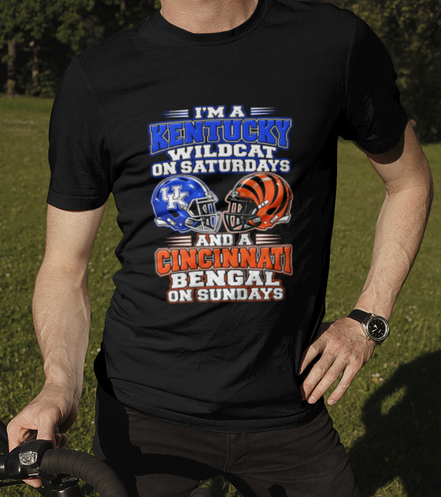 I'm A Kentucky Wildcat On Saturdays And A Cincinnati Bengal On Sundays Helmet T-Shirt