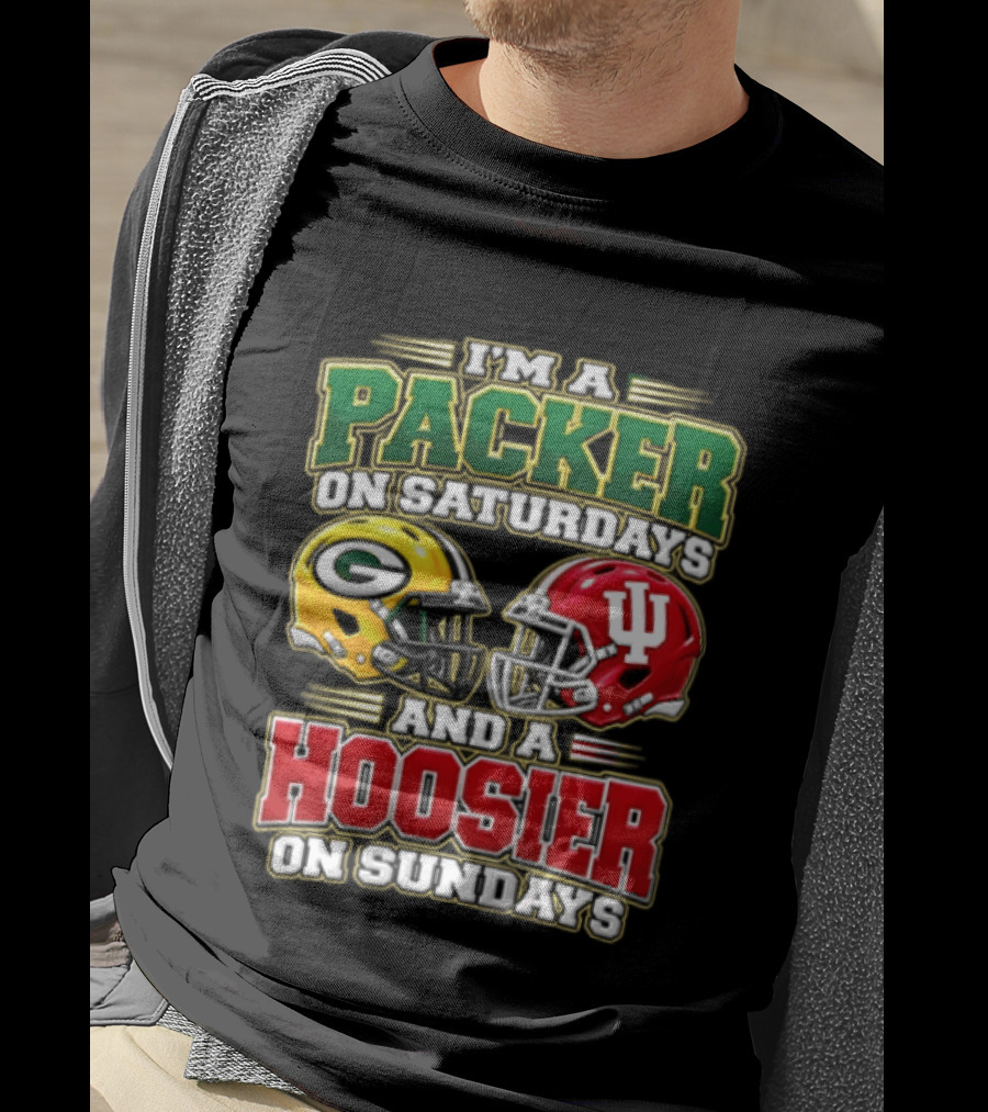 I'm A Packer On Saturdays And A Hoosier On Sundays Football Helmets T-Shirt