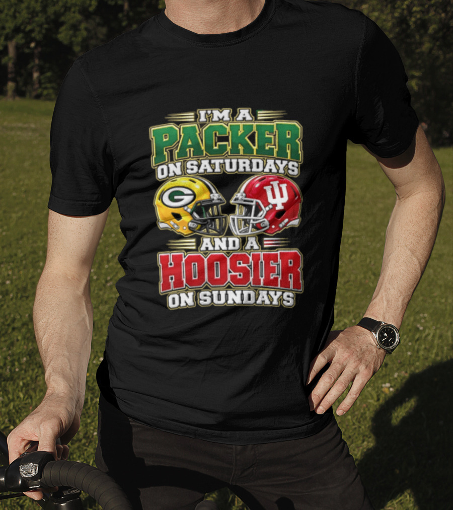 I'm A Packer On Saturdays And A Hoosier On Sundays Football Helmets T-Shirt