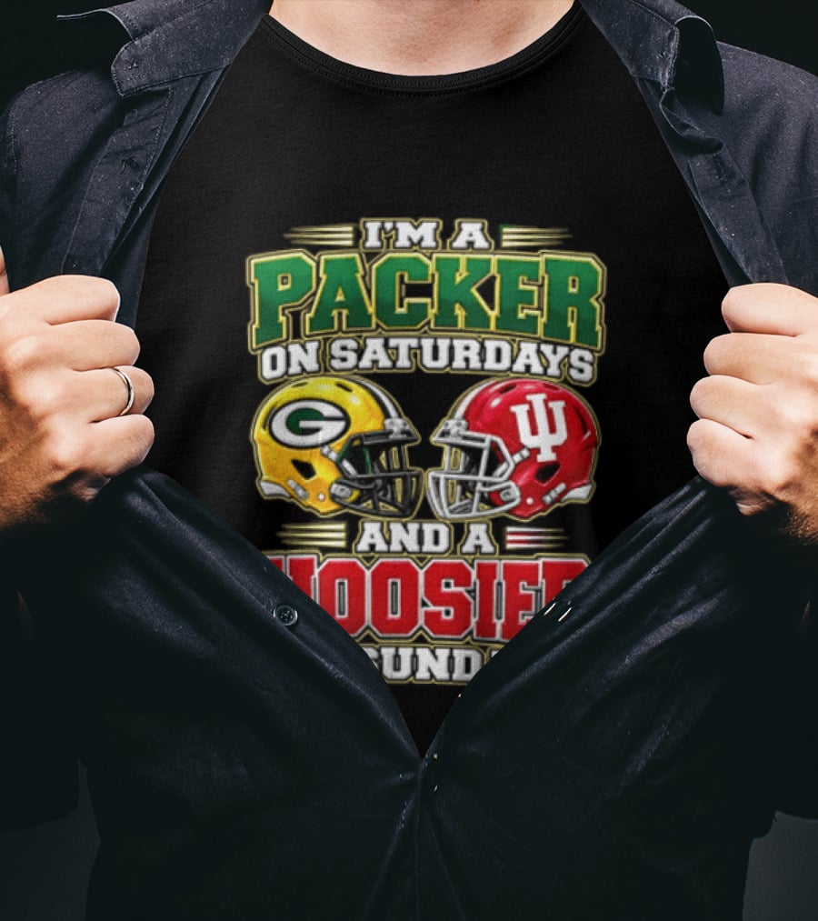 I'm A Packer On Saturdays And A Hoosier On Sundays Football Helmets T-Shirt