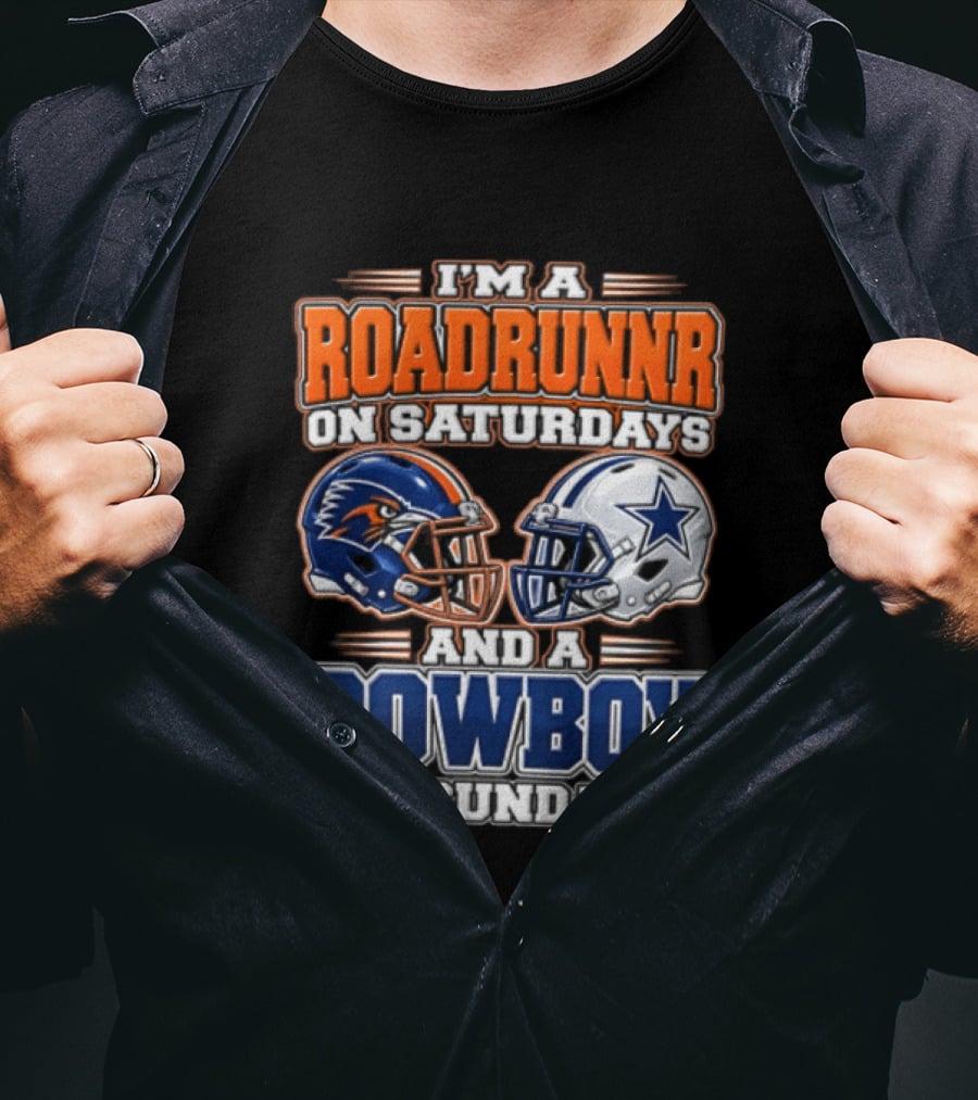 I'm A Roadrunner On Saturdays And A Cowboy On Sundays Helmet Rivalry T-Shirt