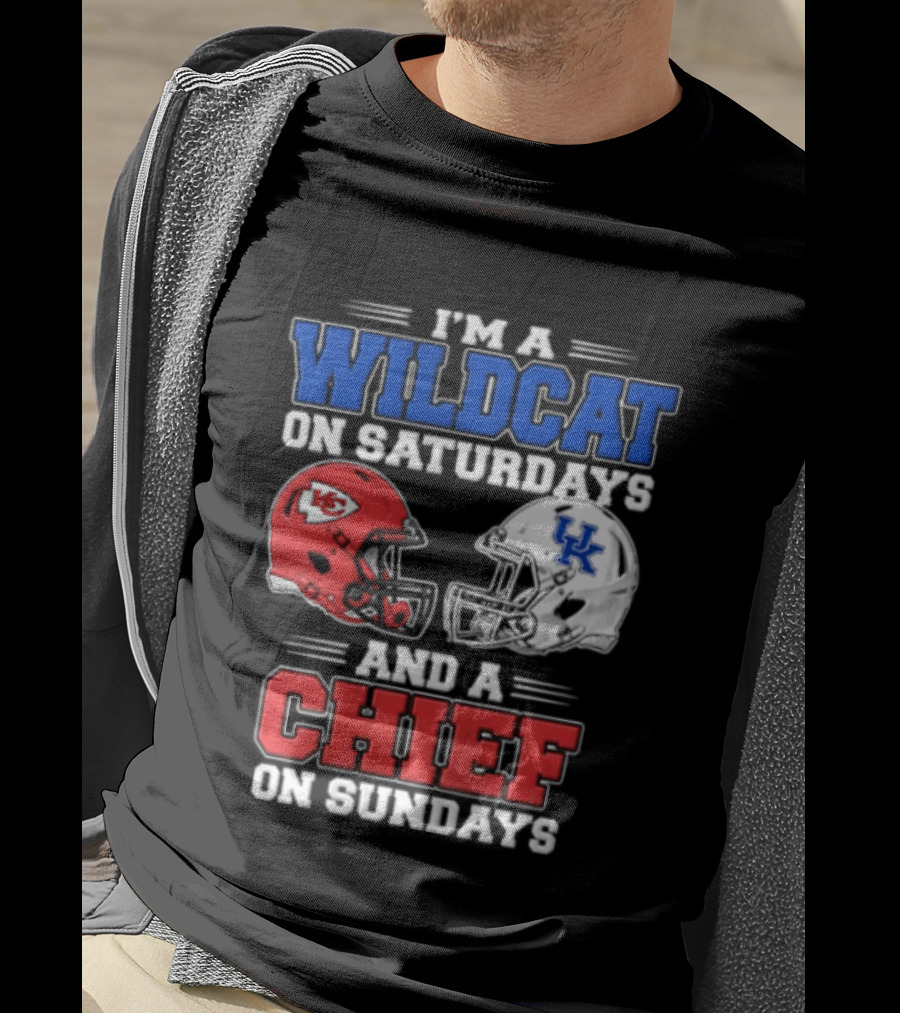 I'm A Wildcat On Saturdays UK And A Chief On Sundays KC Football Helmets T-Shirt
