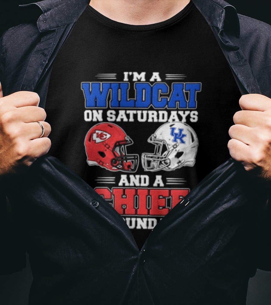 I'm A Wildcat On Saturdays UK And A Chief On Sundays KC Football Helmets T-Shirt