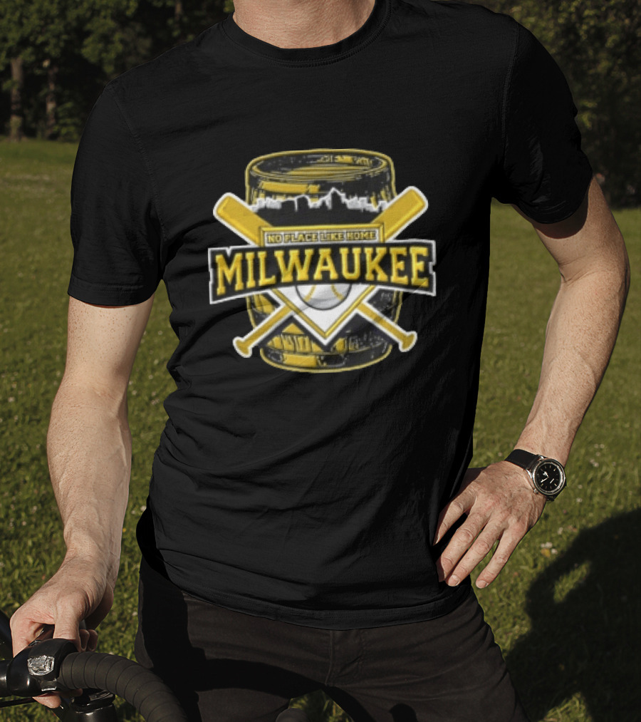 Milwaukee Baseball Barrel Skyline No Place Like Home T-Shirt