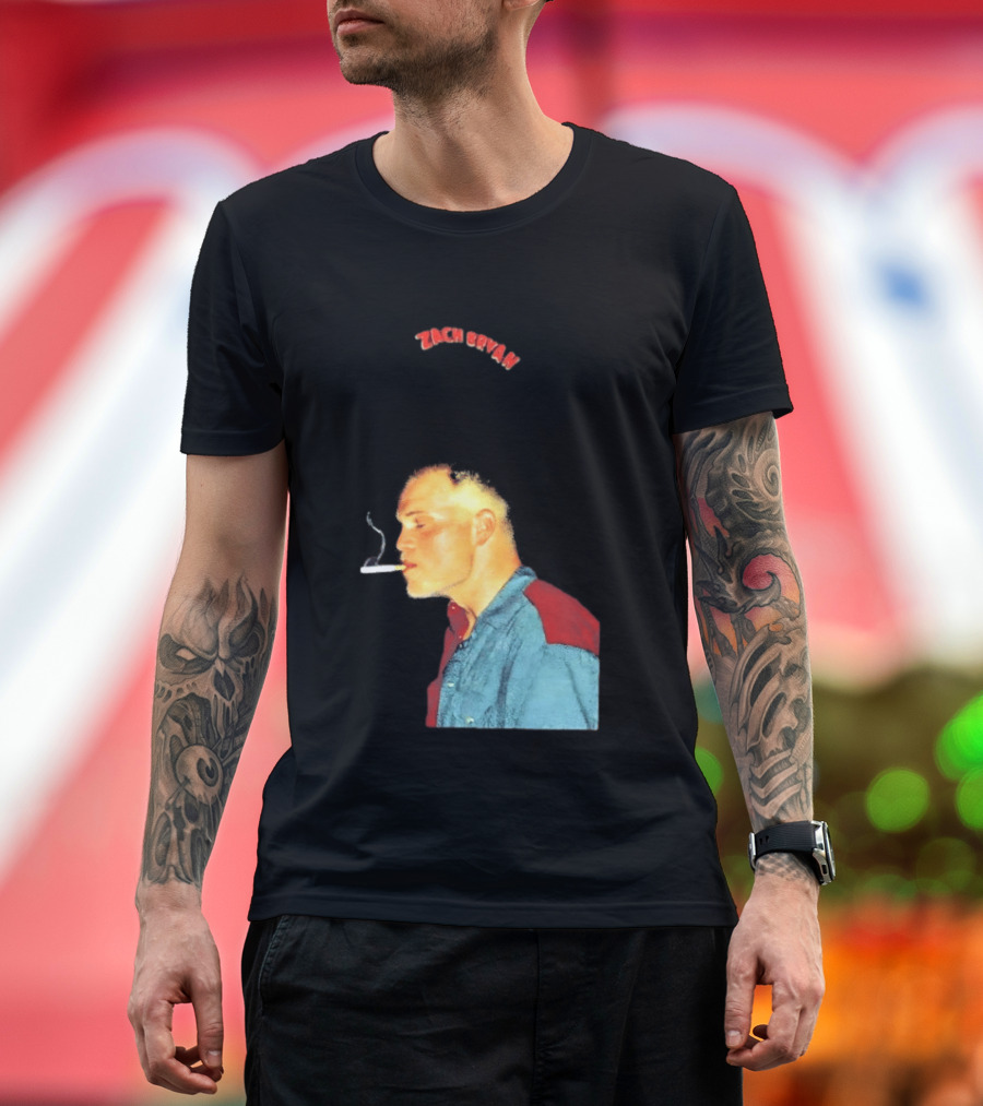 Zach Bryan Smoking Vintage Denim T-Shirt