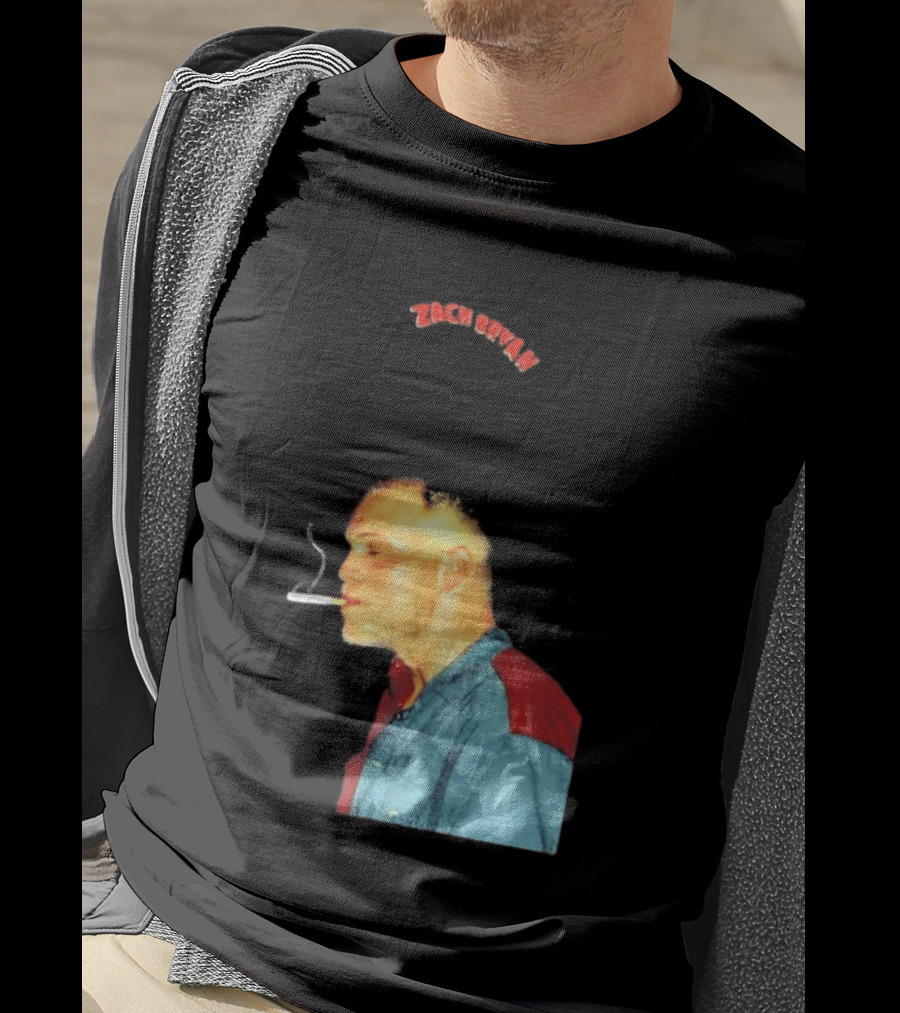 Zach Bryan Smoking Vintage Denim T-Shirt