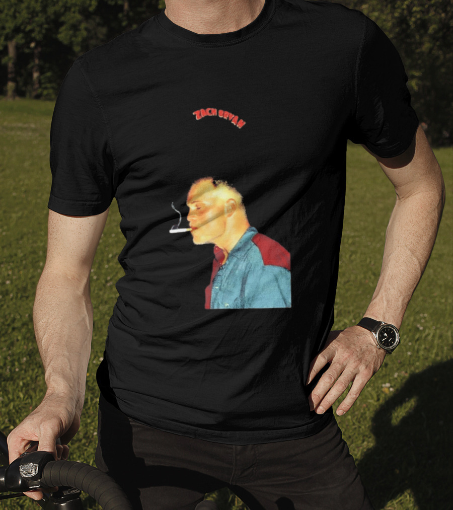 Zach Bryan Smoking Vintage Denim T-Shirt