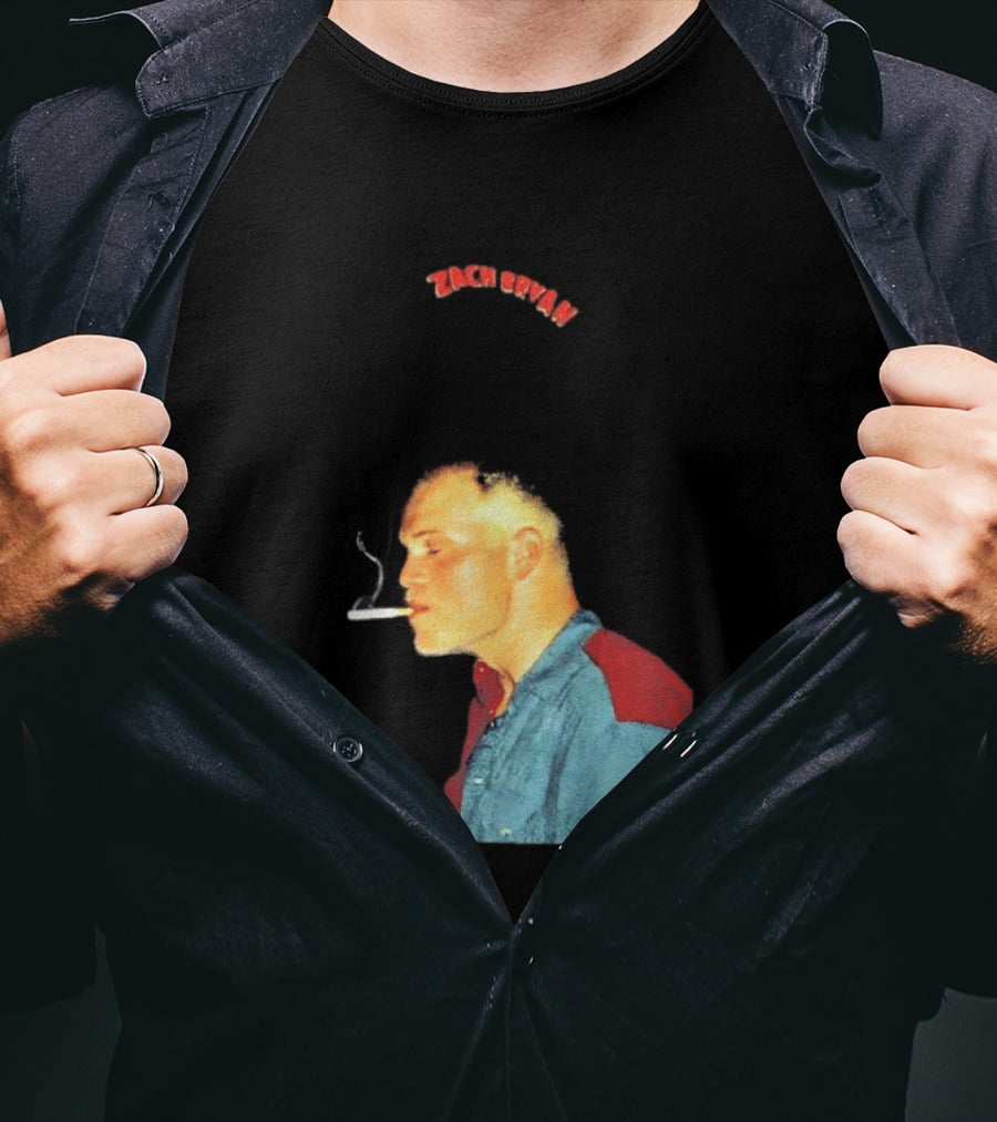 Zach Bryan Smoking Vintage Denim T-Shirt