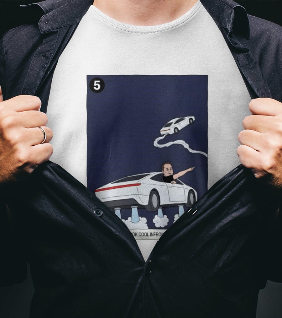 Elon Musk Car Flying Cool Factor In Front Of Uncool People T-Shirt