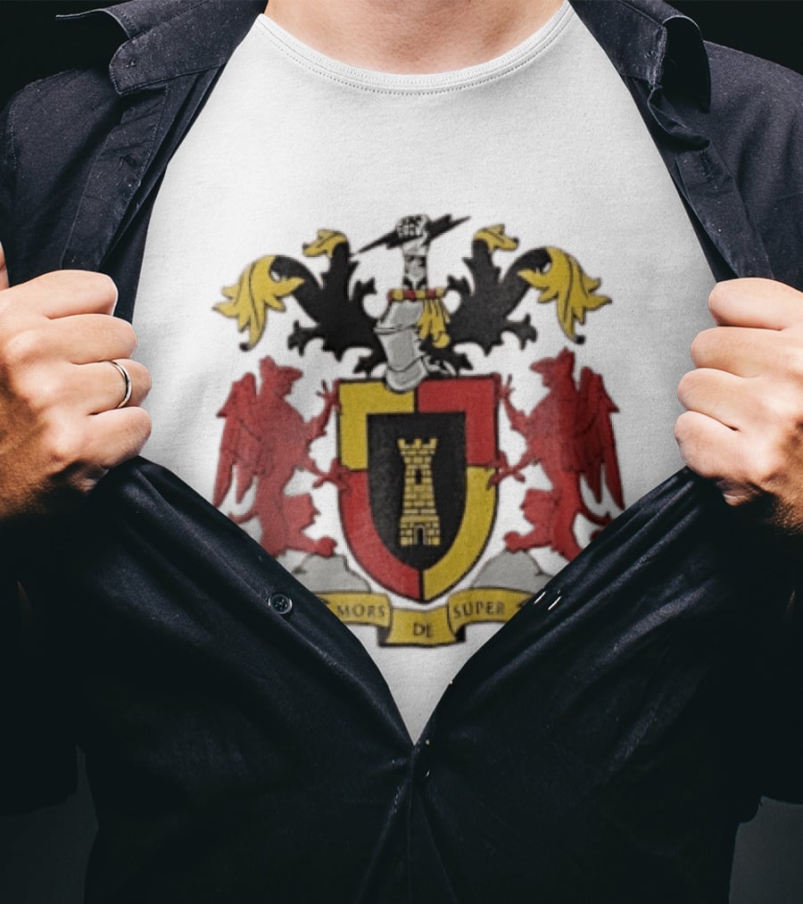 Mors De Super Medieval Coat Of Arms Crest With Tower And Lions T-Shirt