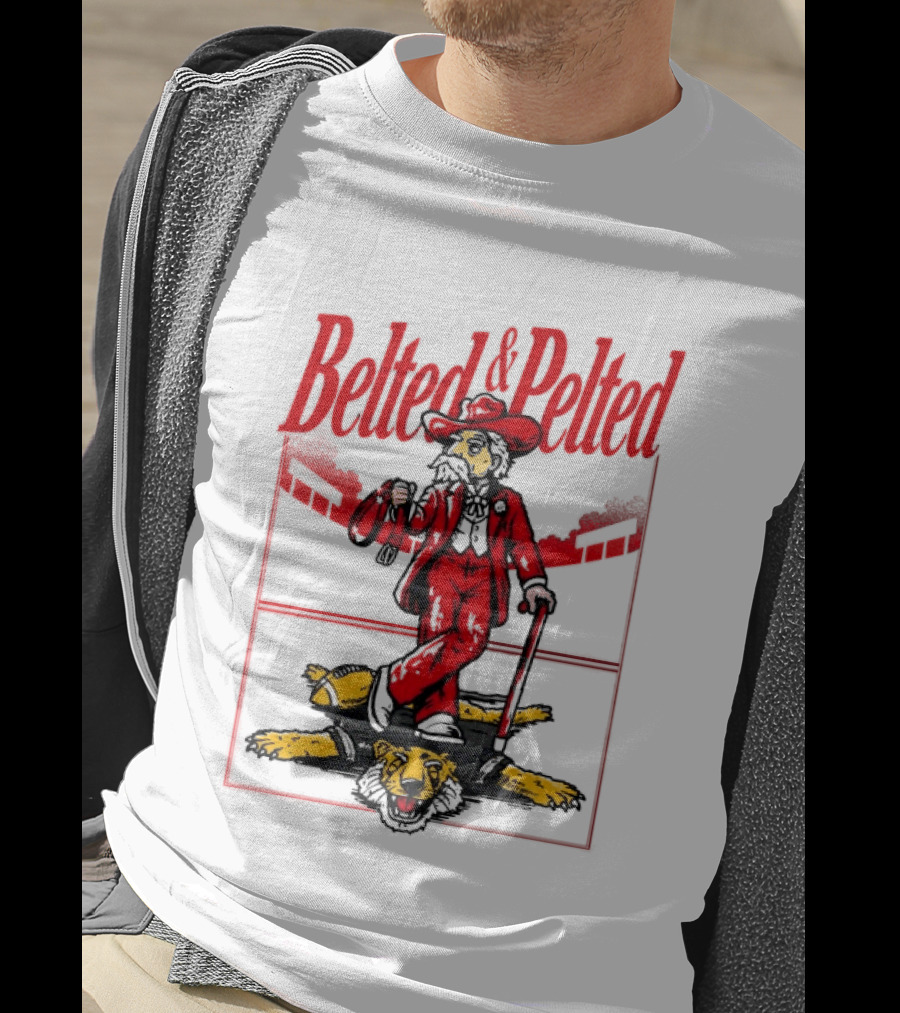 Ole Miss Rebels Belted And Pelted Mascot Stomping Missouri Tigers T-Shirt