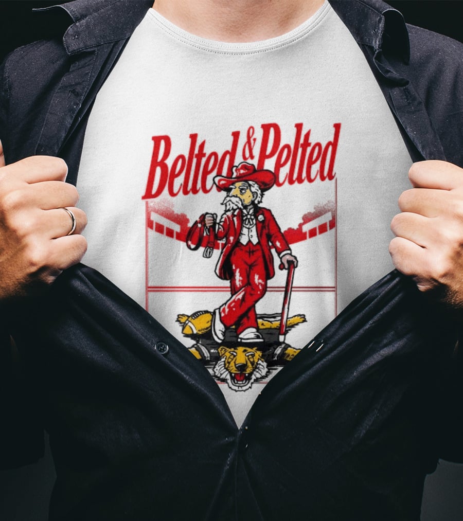 Ole Miss Rebels Belted And Pelted Mascot Stomping Missouri Tigers T-Shirt