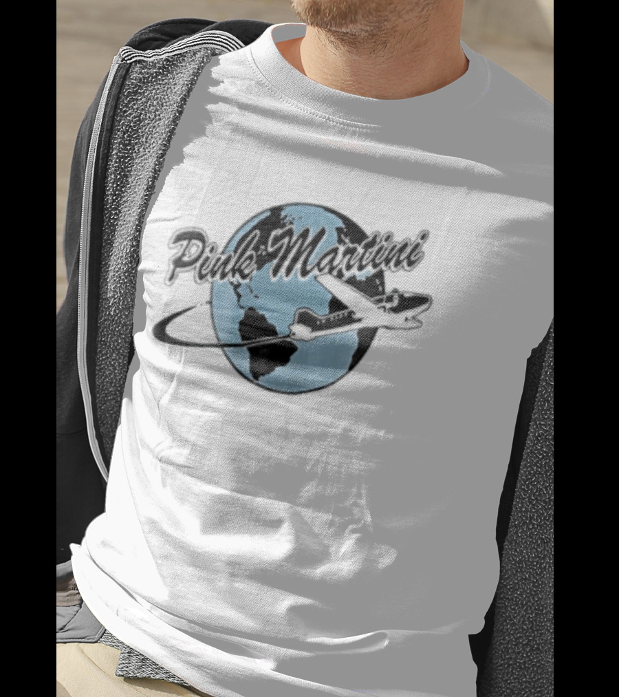 Pink Martini Globe Airplane Travel Band T-Shirt