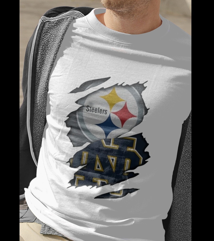 Pittsburgh Steelers Notre Dame Fighting Irish Ripped Skin Fan T-Shirt