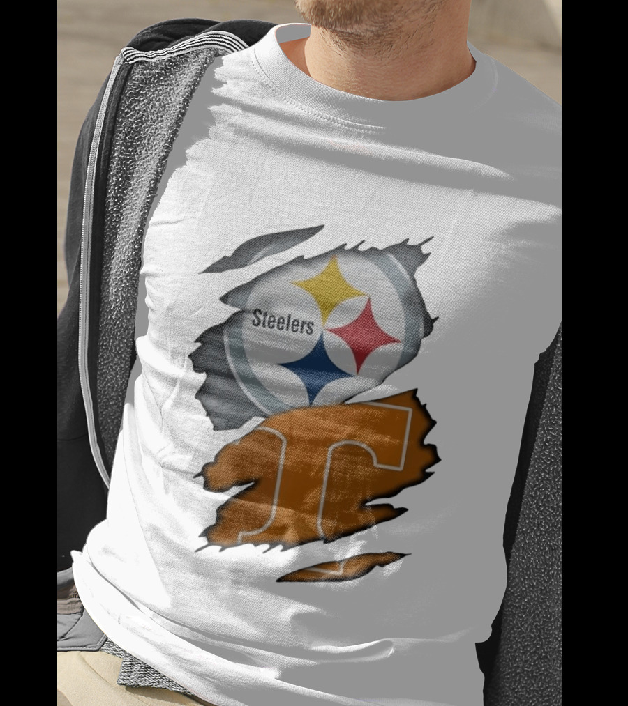 Pittsburgh Steelers Tennessee Volunteers Ripped Skin Combo T-Shirt