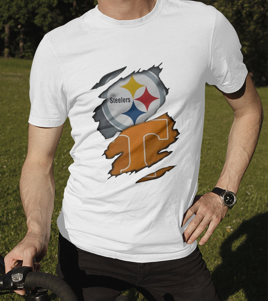 Pittsburgh Steelers Tennessee Volunteers Ripped Skin Combo T-Shirt