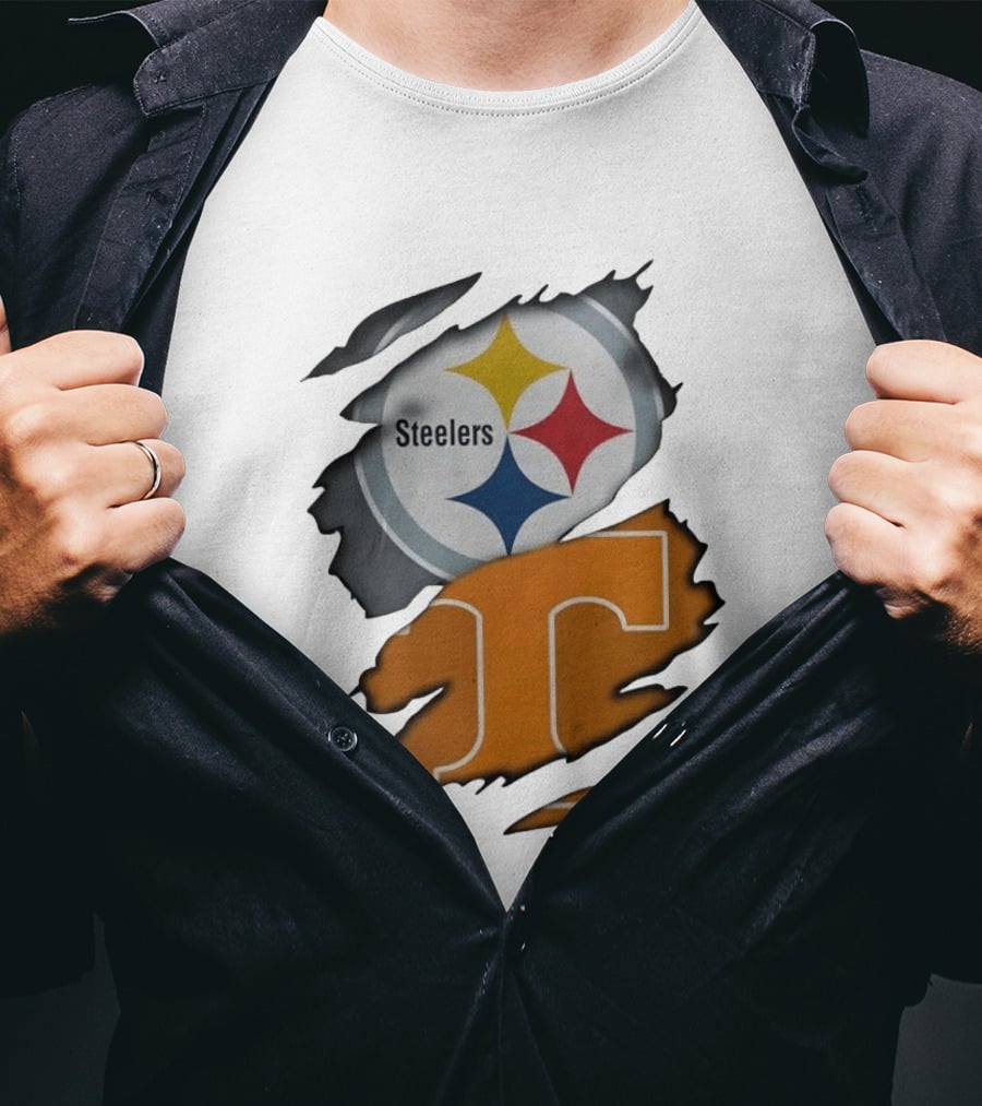 Pittsburgh Steelers Tennessee Volunteers Ripped Skin Combo T-Shirt