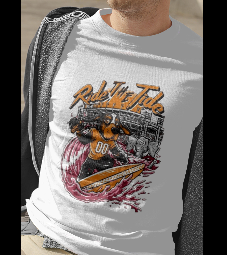 Tennessee Volunteers Ride The Tide Alabama Crimson Tide Surfing Rivalry T-Shirt