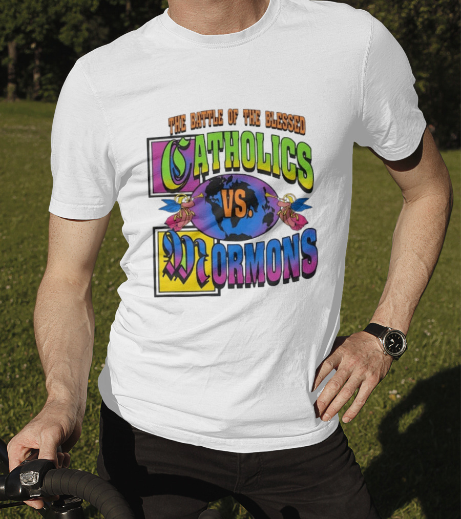 The Battle Of The Blessed Catholics Vs Mormons World Angels T-Shirt