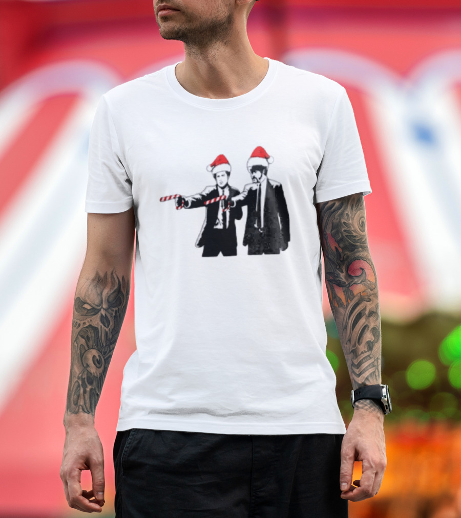 Xmas Christmas Candy Cane Santa Hats Pop Culture References T-Shirt