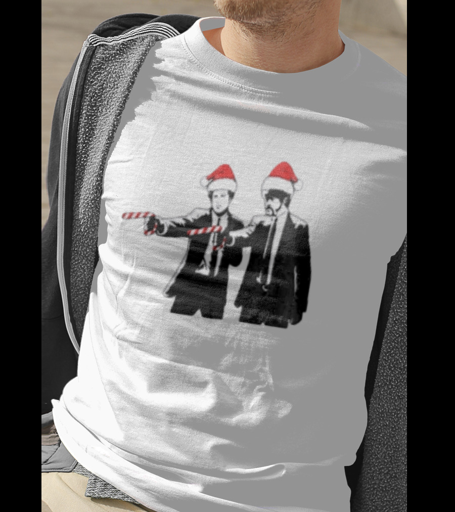 Xmas Christmas Candy Cane Santa Hats Pop Culture References T-Shirt