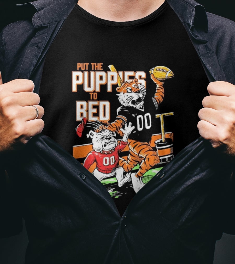 Put The Puppies To Bed Auburn Tigers Beat Georgia Bulldogs Football T-Shirt