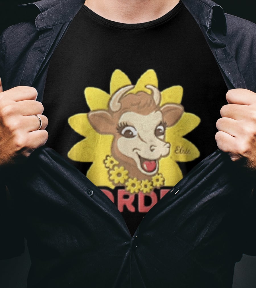 Borden Dairy Elsie The Cow With Sunflower T-Shirt