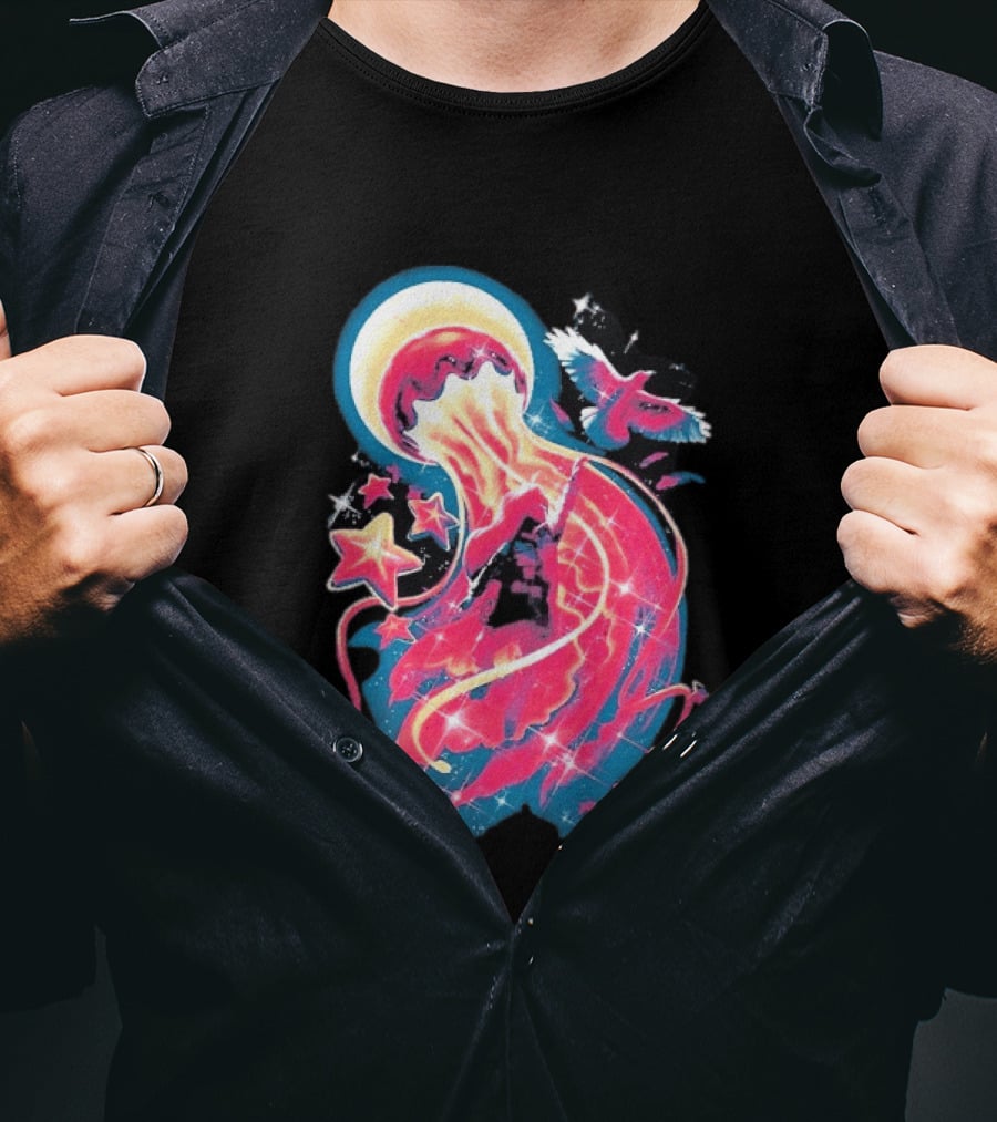 Celeste Beyond The Mountain Cosmic Jellyfish And Stars T-Shirt