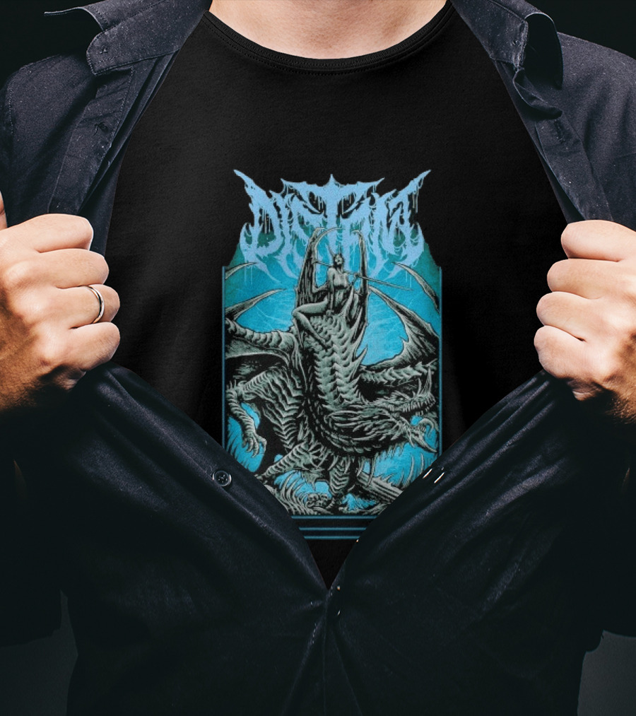 Distant Dragon Fantasy Horror Blue Gothic Creature T-Shirt