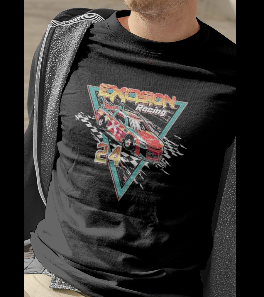 Excision Racing Car 24 Checkered Flag Triangular T-Shirt