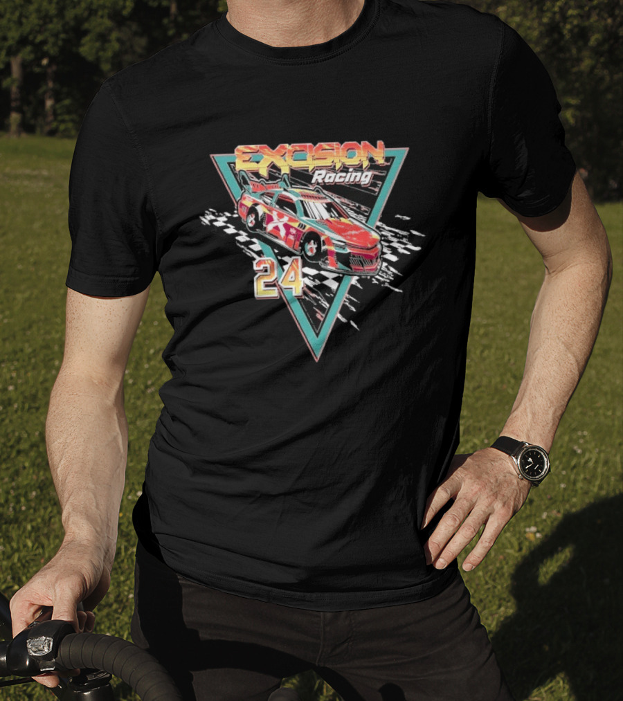 Excision Racing Car 24 Checkered Flag Triangular T-Shirt