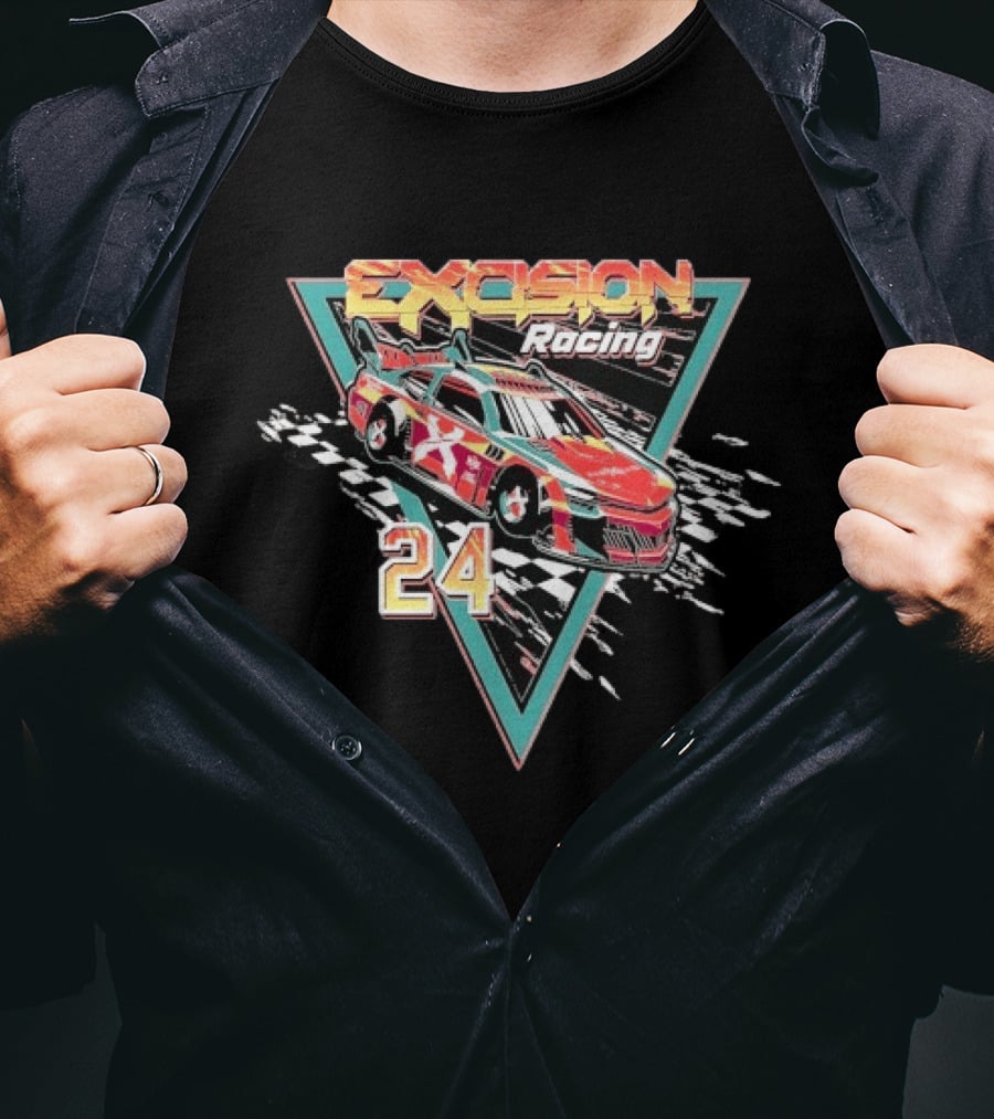 Excision Racing Car 24 Checkered Flag Triangular T-Shirt
