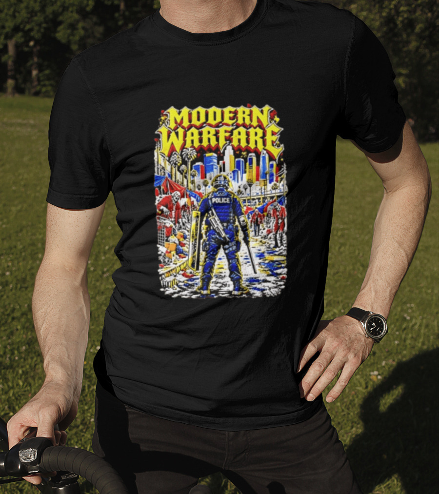 Modern Warfare Police Officer Zombies Cityscape Urban Survival T-Shirt