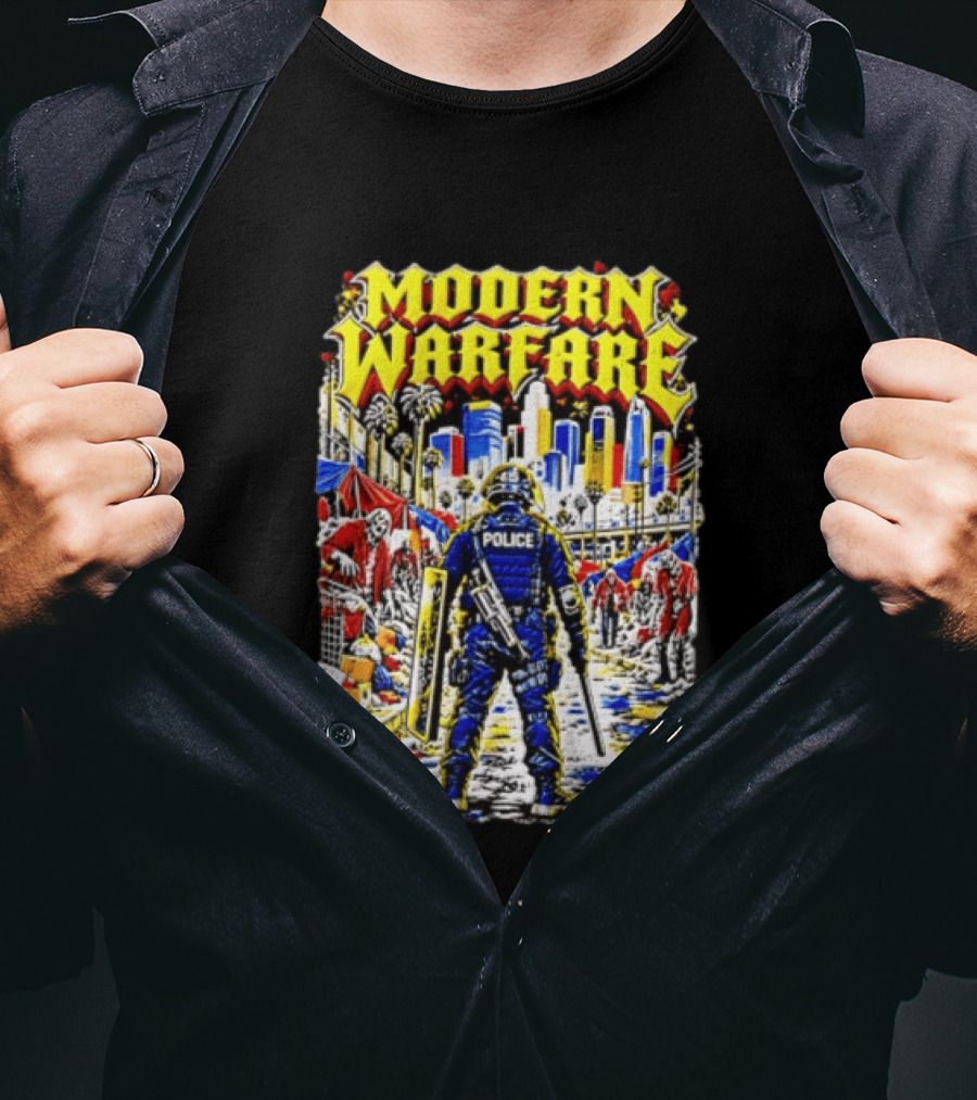 Modern Warfare Police Officer Zombies Cityscape Urban Survival T-Shirt
