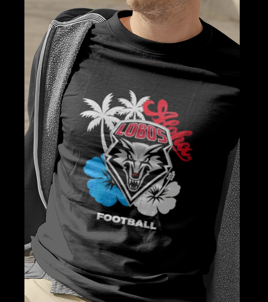 Lobos Football Aloha Spirit With Palms And Hibiscus T-Shirt