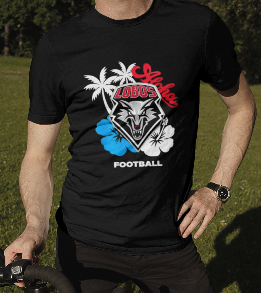 Lobos Football Aloha Spirit With Palms And Hibiscus T-Shirt